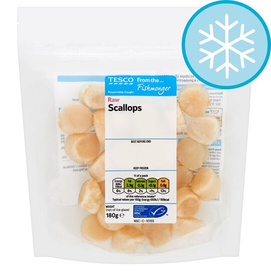 Tesco Raw Scallops 180G Tesco Groceries