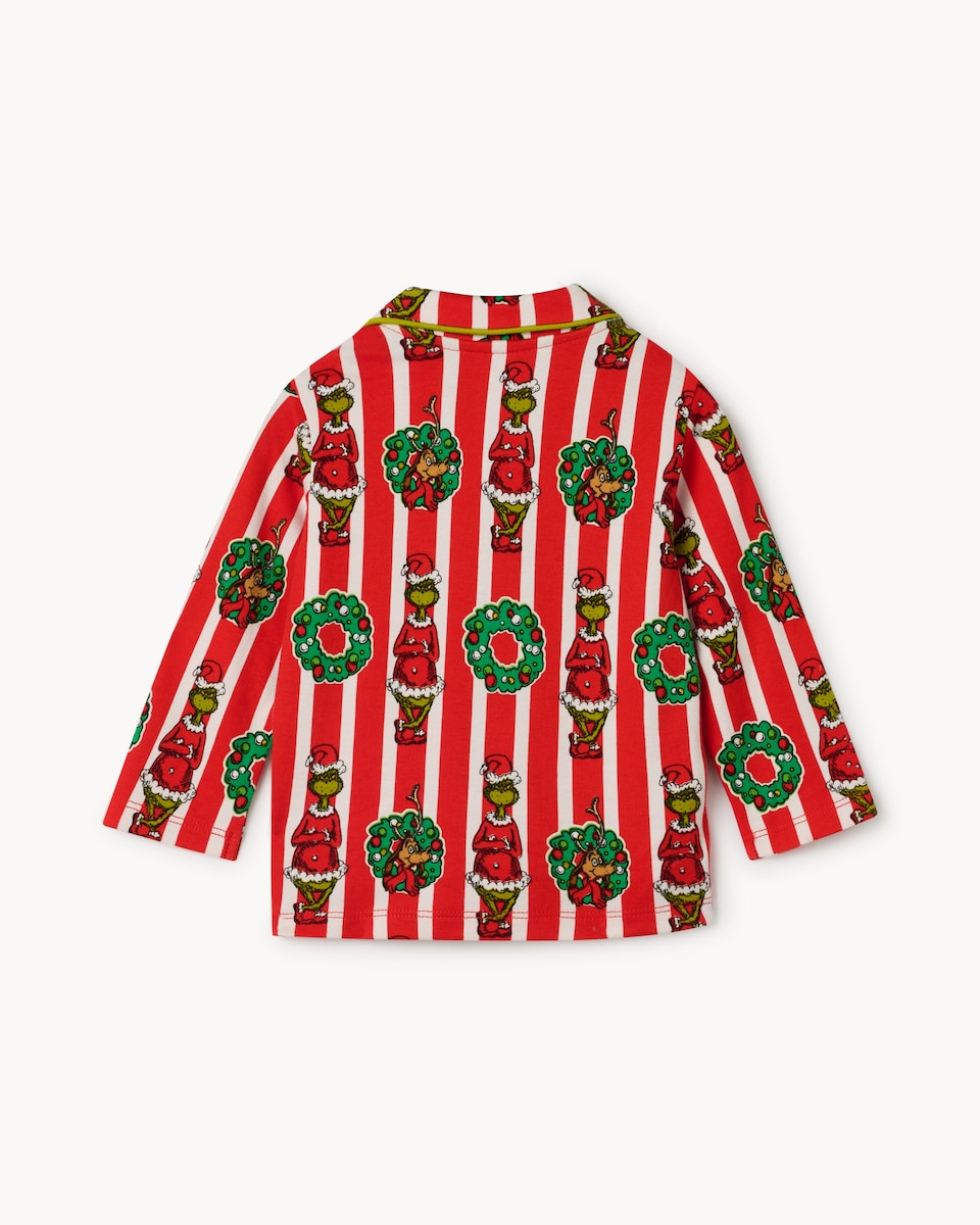 image 1 of The Grinch Striped Revere Pyjama Set with Comforter in Red