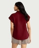 image 3 of F&F Tie Front Short Sleeved Shirt in Red
