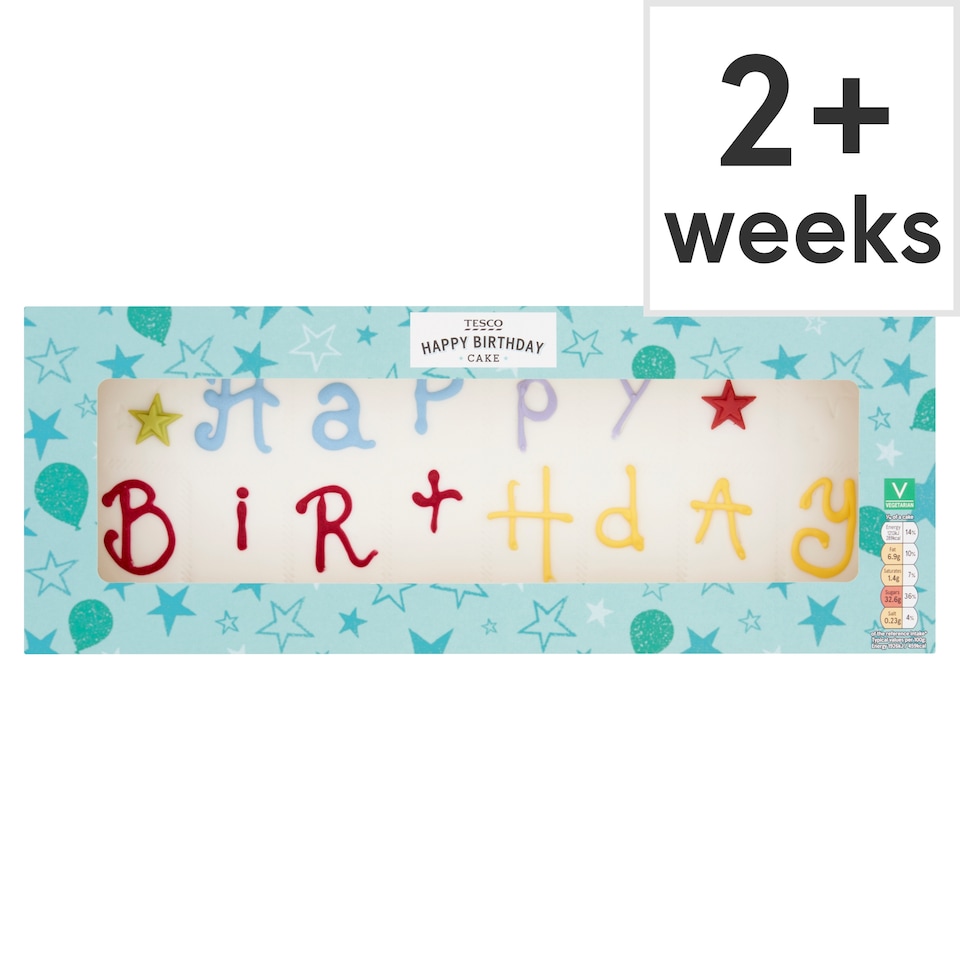 Tesco Happy Birthday Cake - Vanilla with Raspberry Jam
