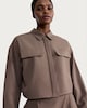 image 1 of F&F Pocket Front Collared Cropped Shirt in Brown
