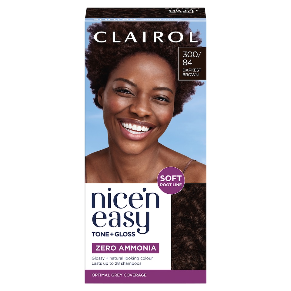 image 1 of CLAIROL NICE'N EASY TONE+GLOSS SEMI PERMANENT HAIR DYE - 300/84 DARKEST BROWN