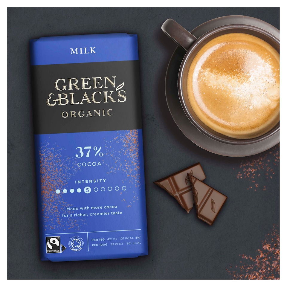 image 1 of Green & Black's Organic Milk Chocolate Bar 90g