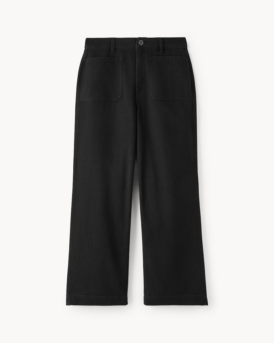 image 1 of F&F Pure Cotton Wide Leg Jeans in Black