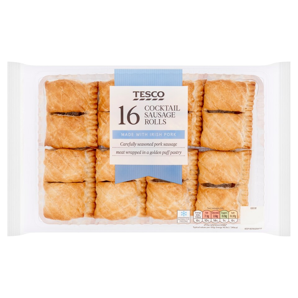 Tesco 16 Cocktail Sausages Rolls 288G