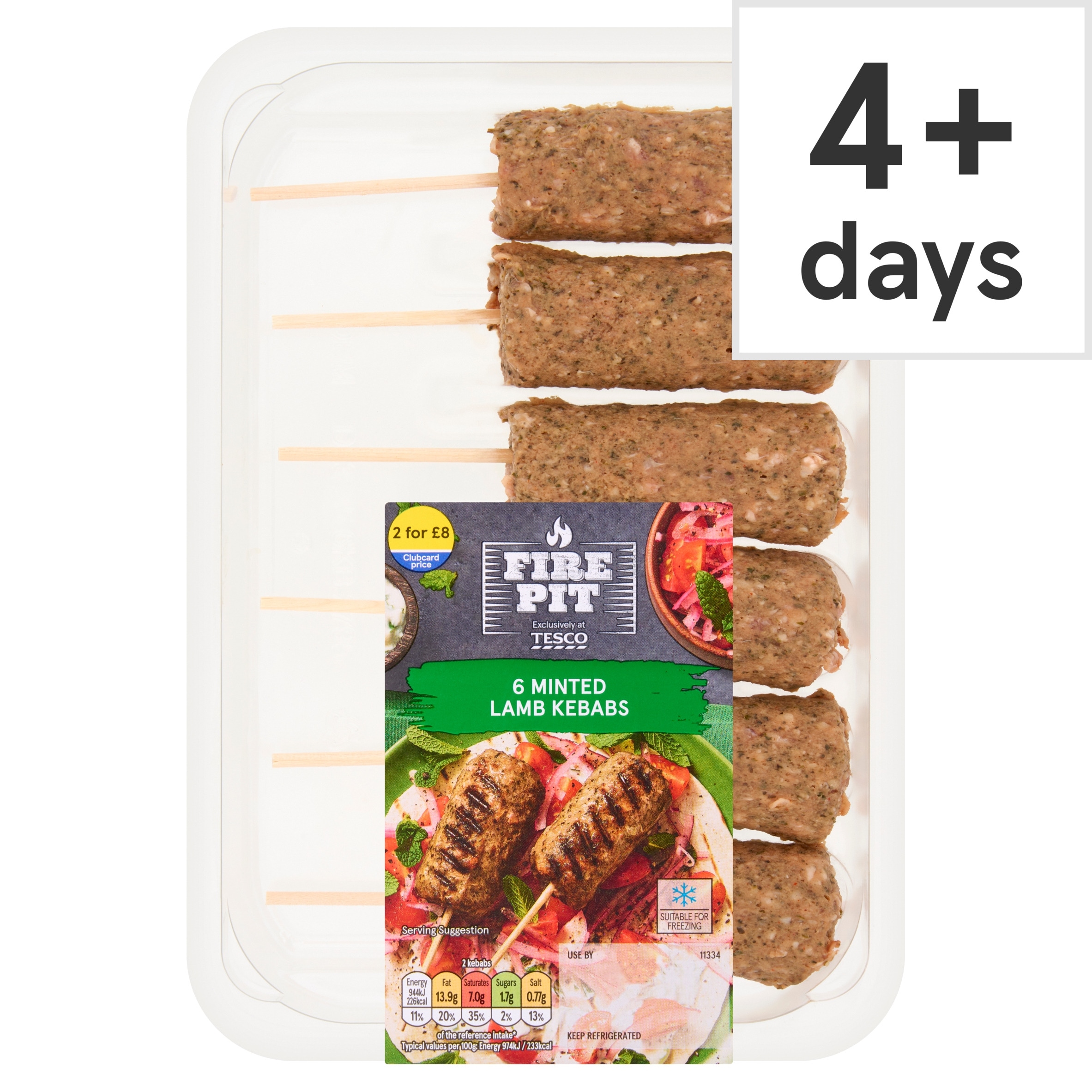 Tesco Firepit 6 Minted Lamb Kebabs 360g