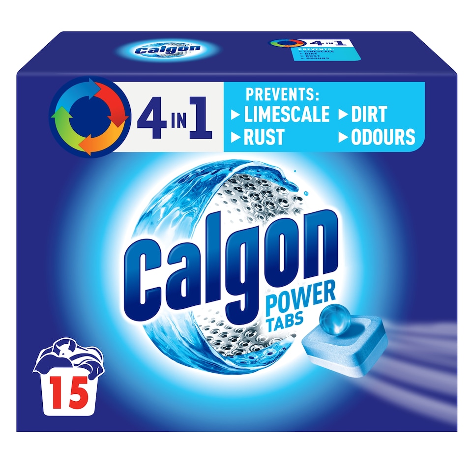 image 1 of Calgon washing machine cleaner tablets limescale protection 15 tablets