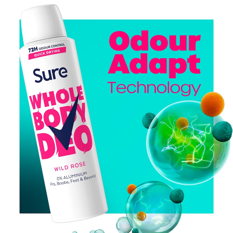 image 1 of Sure Women Wild Rose Whole Body Deodorant Spray 72h Odour Control 150ml