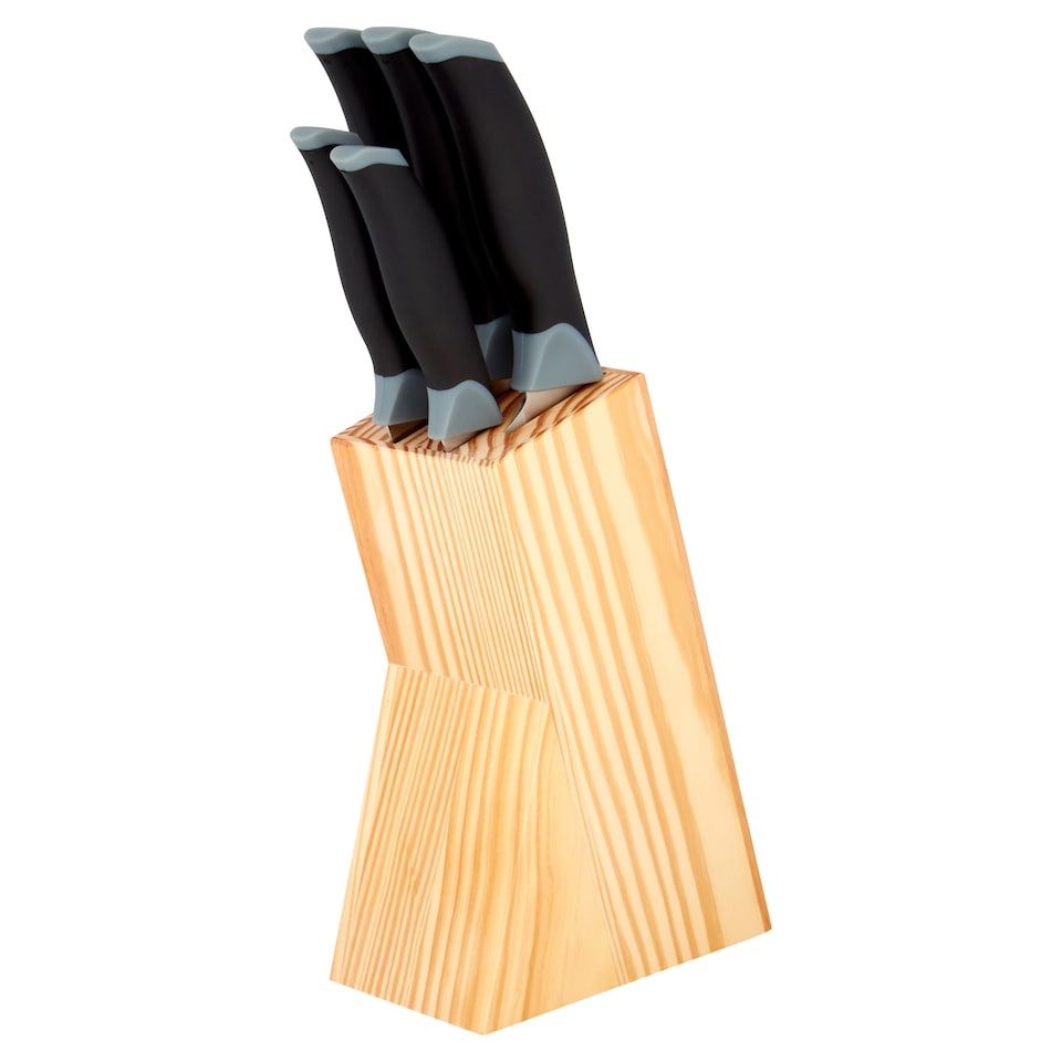 Tesco Wooden Knife Block 5 Piece