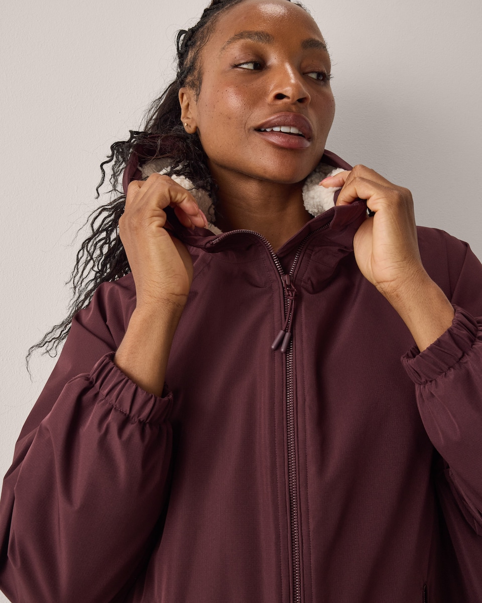 image 1 of F&F Active EVERYWEATHER Waterproof All Weather Robe in Burgundy