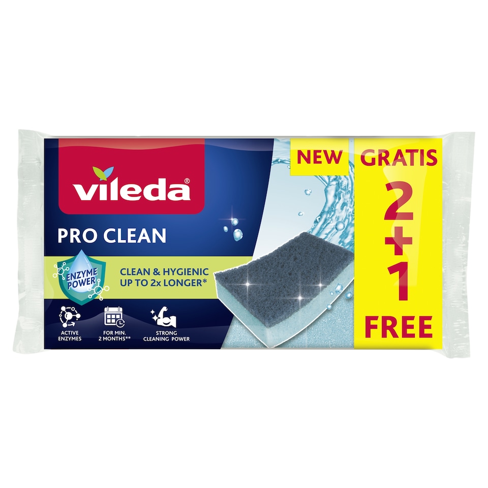Vileda Pro Clean Medium-High Sponge 3 pcs