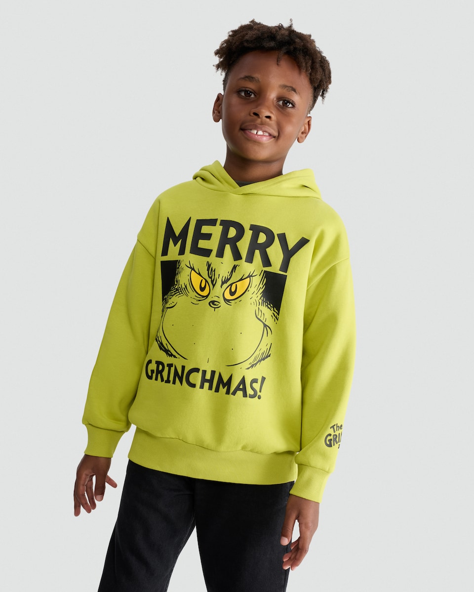 image 1 of The Grinch Merry Grinchmas Cotton Rich Hoodie in Green