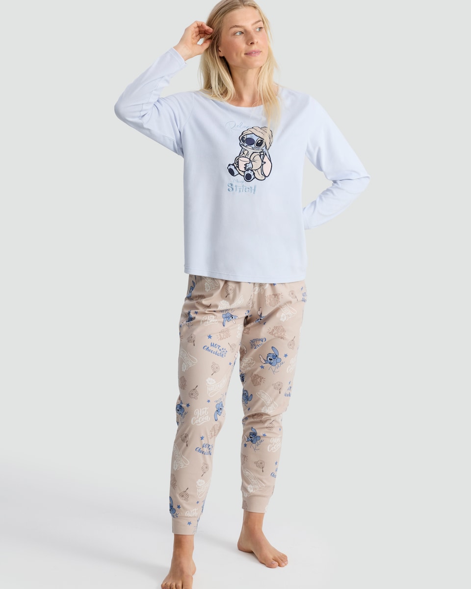 image 1 of Disney Lilo & Stitch Fleece Pyjamas in Blue