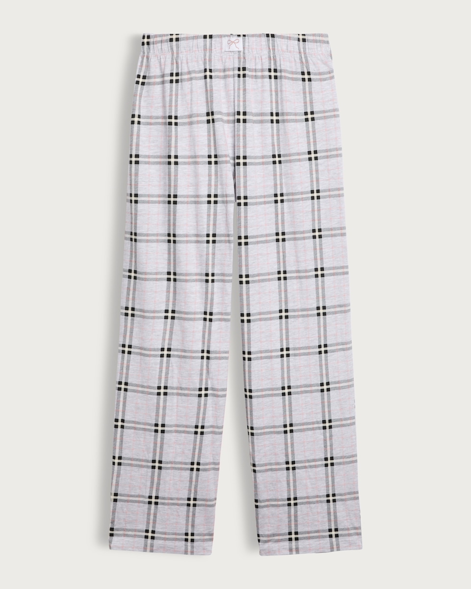 image 1 of F&F Cotton Rich Check Print Pyjama Bottoms in Multi Grey