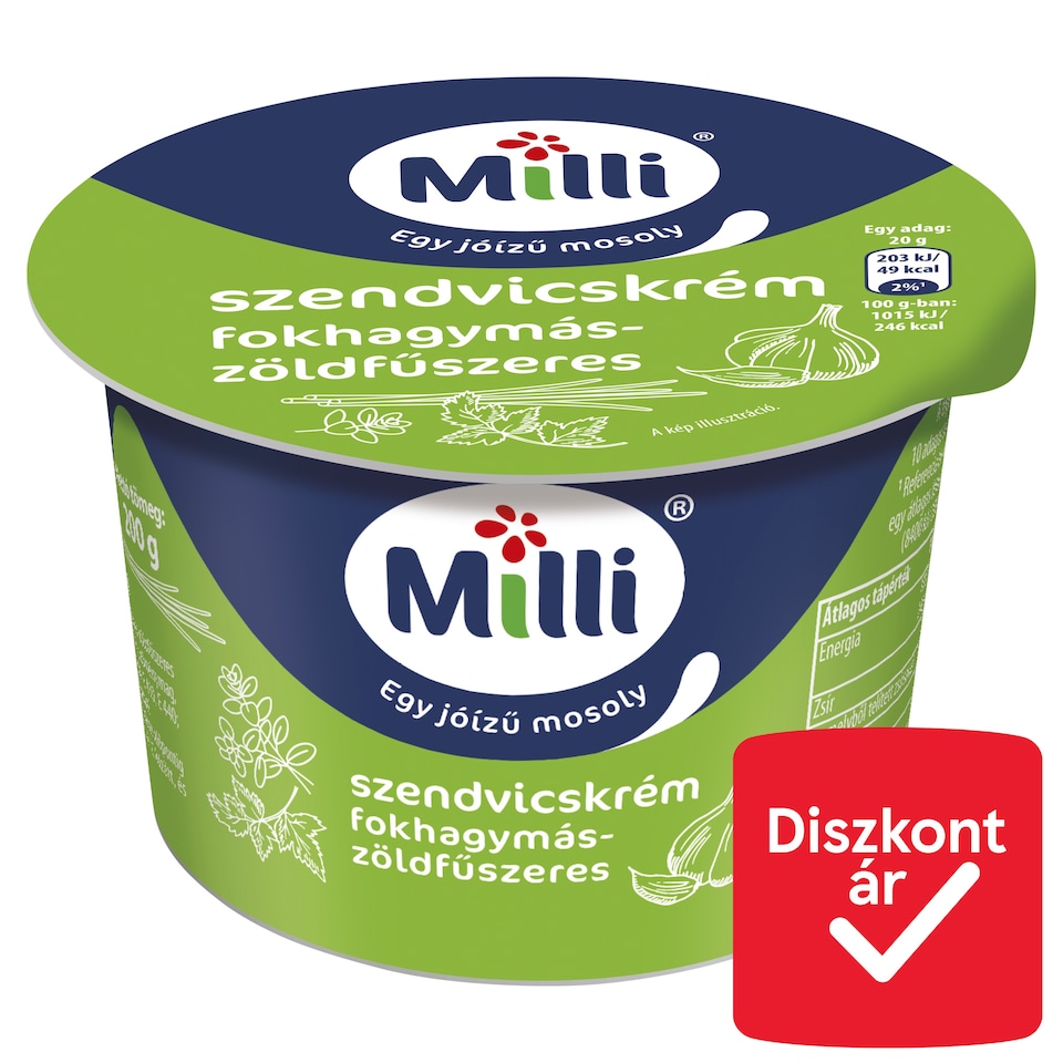 Milli fokhagymás-zöldfűszeres szendvicskrém 200 g