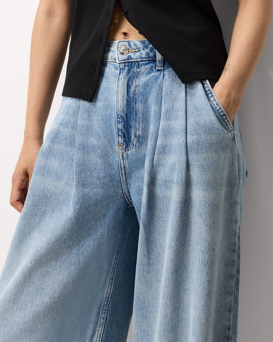 image 1 of F&F High Rise Relaxed Fit Jeans in Blue