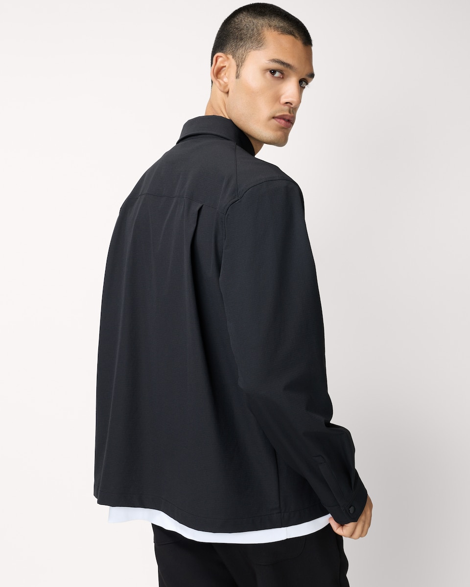 image 1 of The F&F Edit Collared Shower Resistant Overshirt in Black