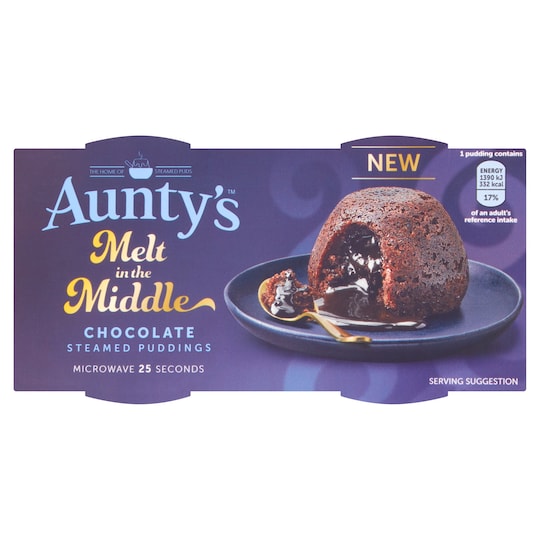 Aunty's Chocolate Melt In The Middle Steamed Puddings 2X100g Tesco