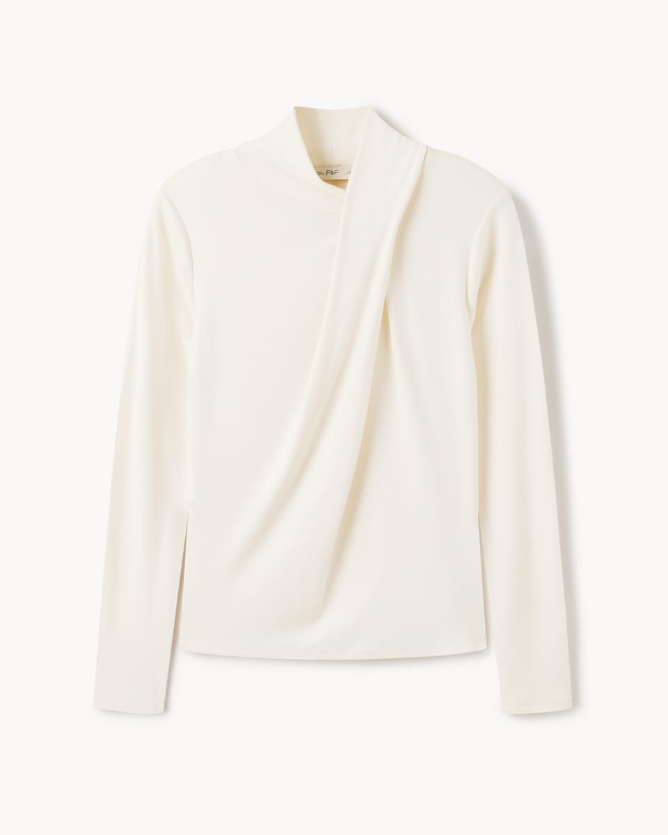 image 1 of F&F Long Sleeved Twist Front Top in Cream