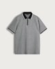 image 4 of The F&F Edit Pure Cotton Textured Zip Neck Polo Shirt in Black