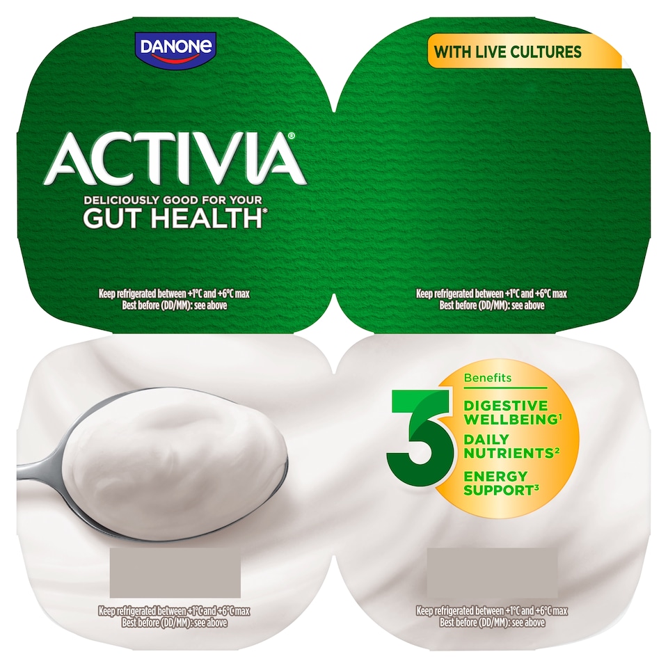 image 1 of Activia Natural Low Fat Gut Health Yoghurt Multipack 4x125g