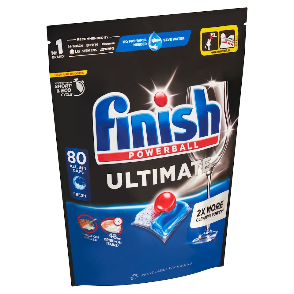 image 1 of Finish Powerball Ultimate All in 1 Fresh Dishwasher Capsules 80 pcs 1032 g