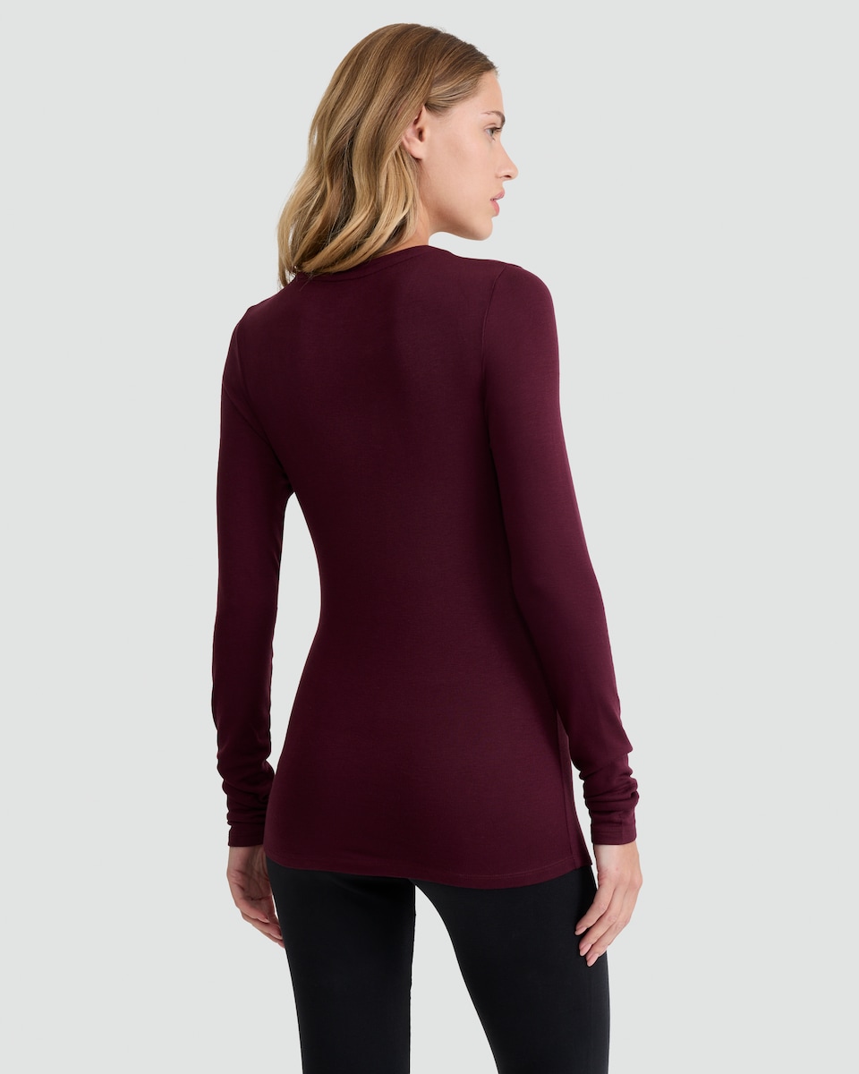 image 1 of F&F Medium Warmth Long Sleeved Thermal Top in Purple