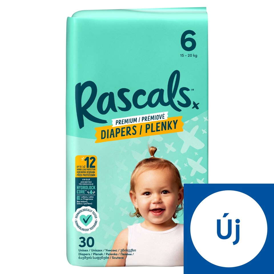 Rascals Premium Unisex pelenka, méret: 6, 15-20 kg, 30 db  1. kép
