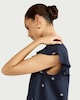 image 2 of F&F Pure Cotton Double Cloth Textured Embroidered Flutter Sleeved Top in Navy