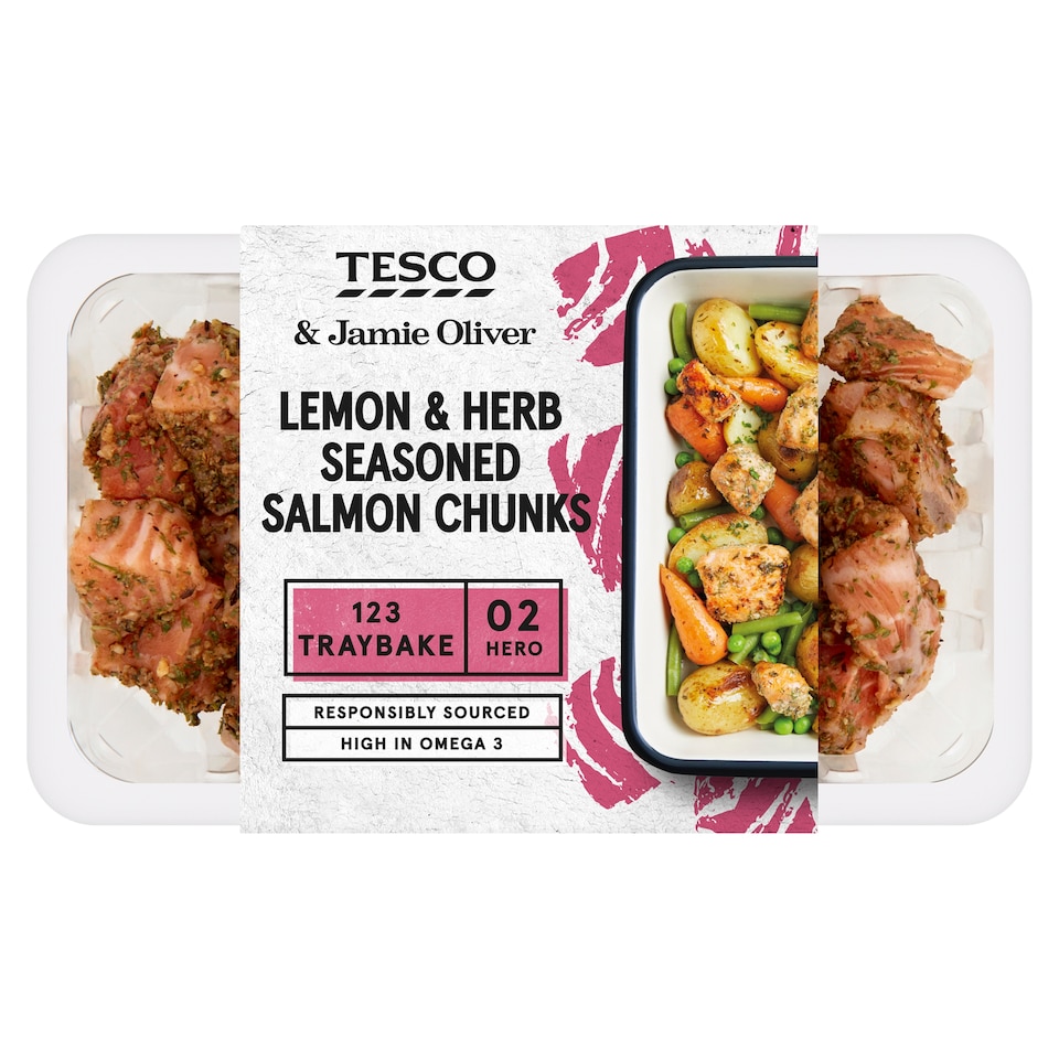 Tesco & Jamie Oliver Lemon & Herb Salmon Chunks 367G