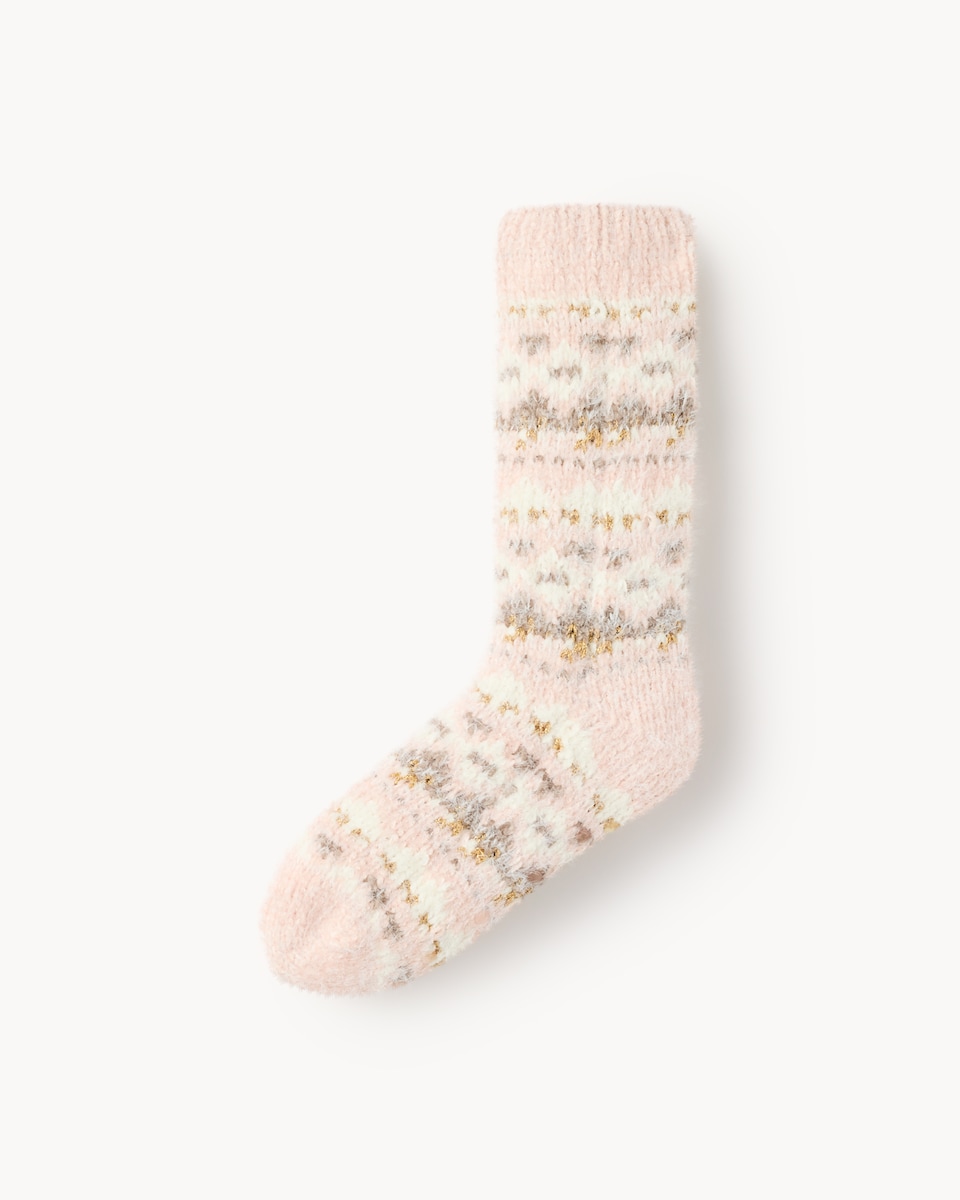 F&F Fair Isle Slipper Socks in Pink