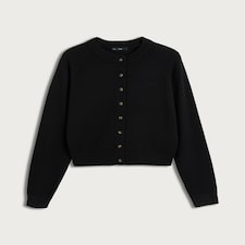 F&F Knitted Button Up Long Sleeved Cardigan in Black