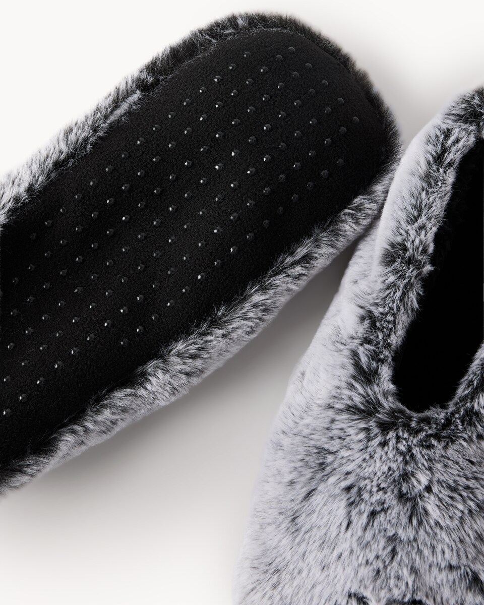 image 1 of F&F Faux Fur Slipper Socks in Black