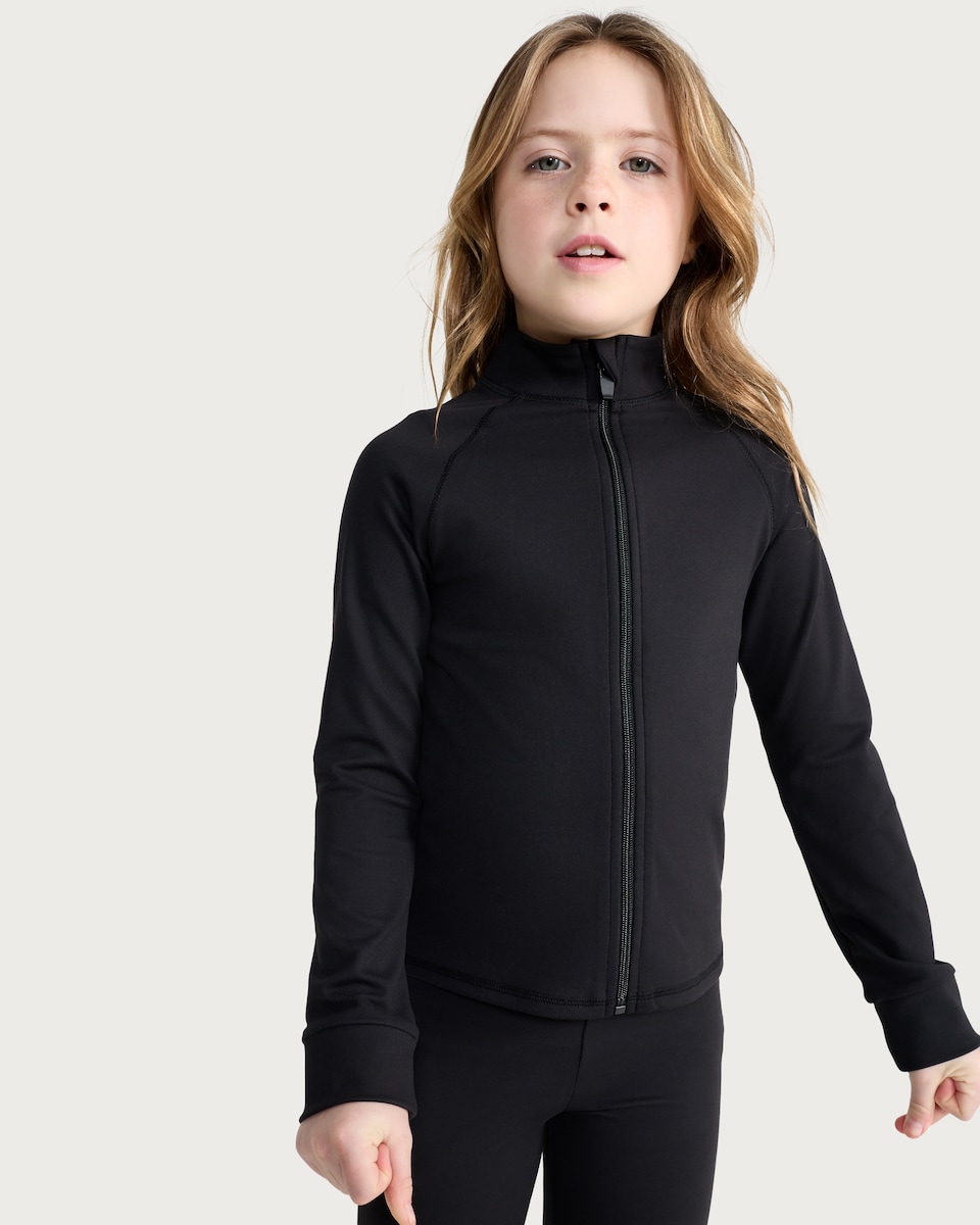 image 1 of F&F Active Girls ULTRAMOVE Zip Up Jacket in Black