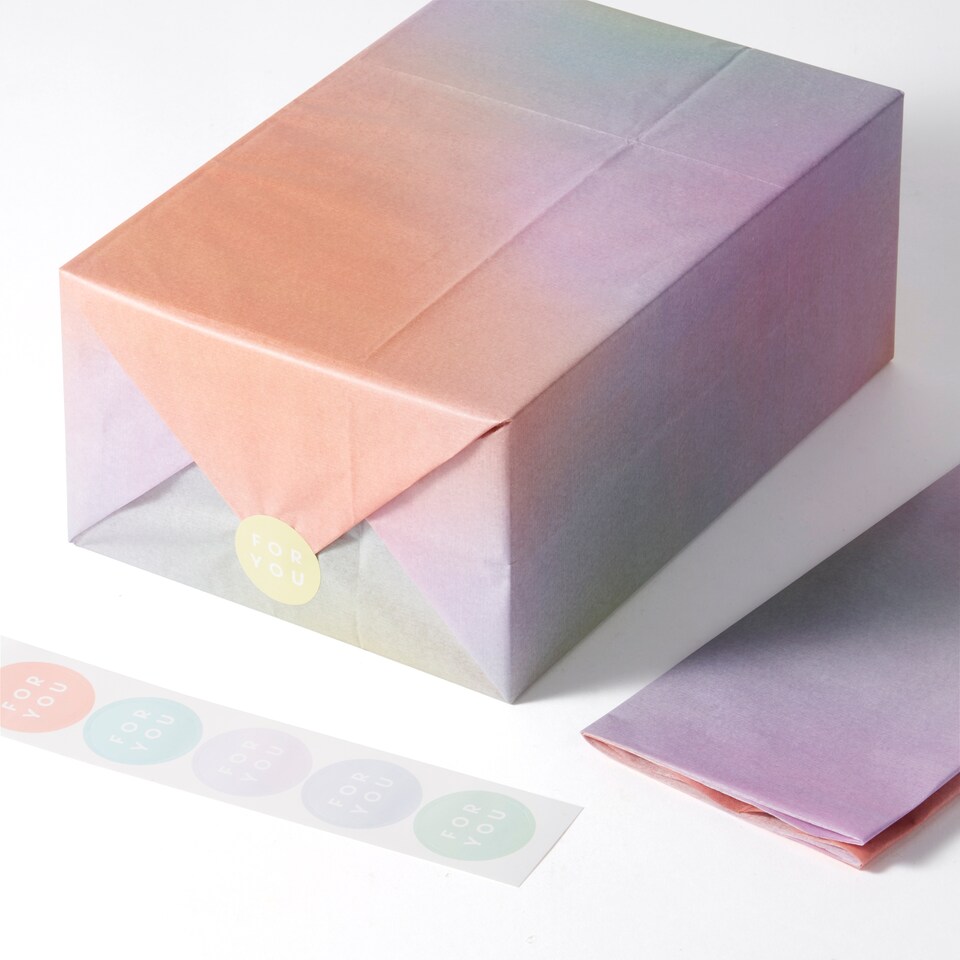 image 1 of Paperchase Ombre 3 Pack Tissue Paper & Stickers