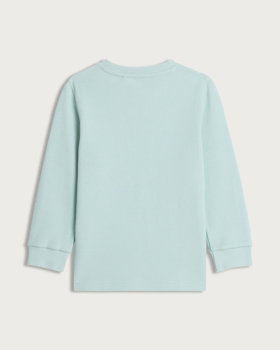 image 1 of F&F Boys 3-Pack Pure Cotton Waffle Textured Long Sleeved Tops in Blue