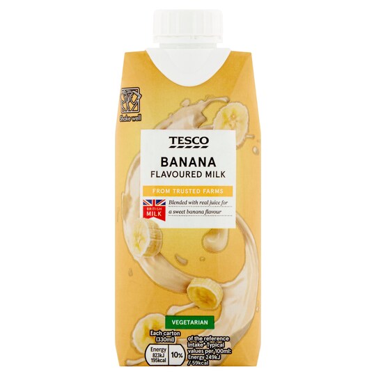 Tesco Banana Flavoured Milk 330Ml Tesco Groceries