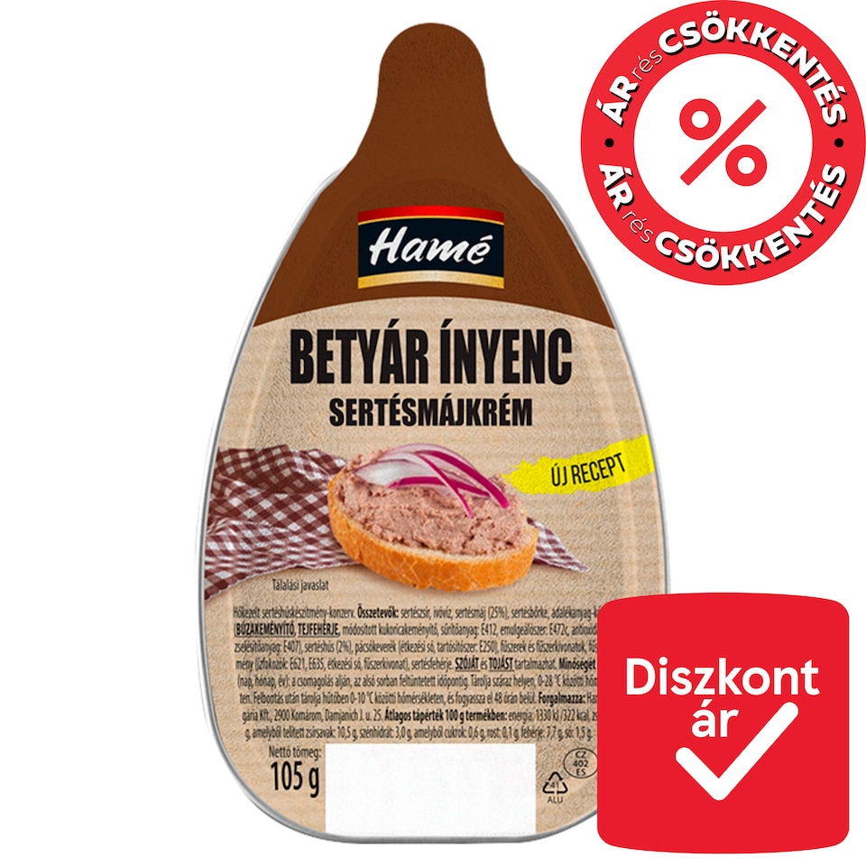 Hamé Betyár ínyenc sertésmájkrém 105 g  1. kép