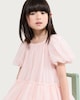 image 2 of F&F Girls Tiered Puff Sleeved Dress in Pink