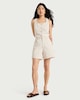 image 2 of F&F Pure Cotton Striped Denim Shorts in Tan