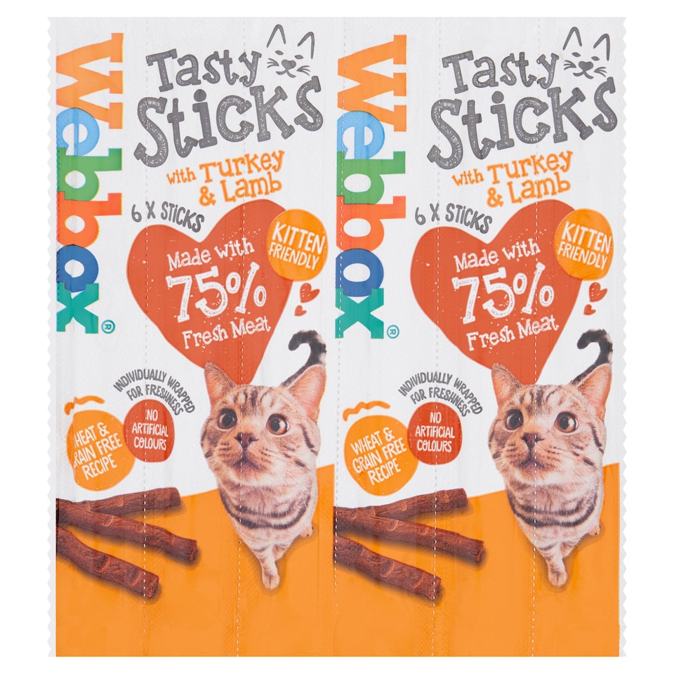 Webbox Tasty Sticks Cat Treats - Turkey & Lamb 6 Pack
