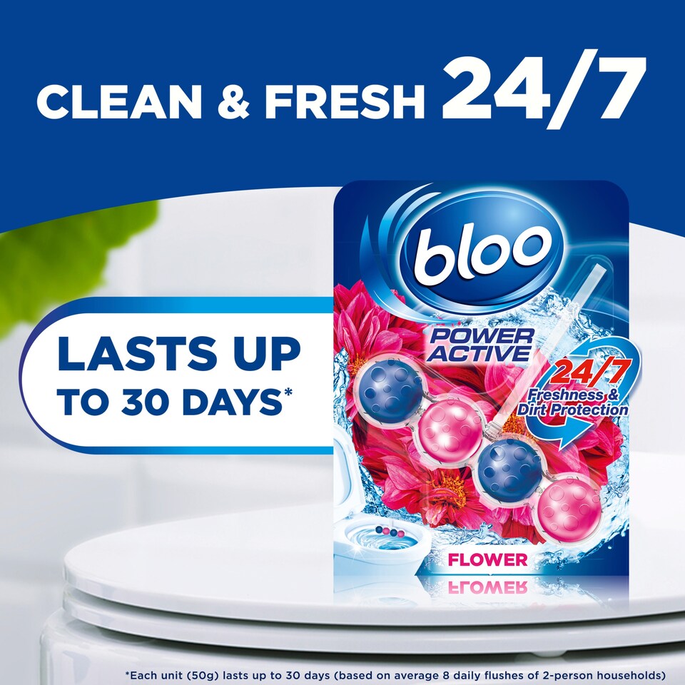 image 1 of Bloo Poweractive Flowers Toilet Rim Block 50G