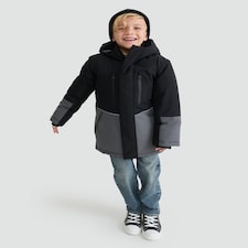 F&F Boys Colour Block Hooded Waterproof Jacket in Grey