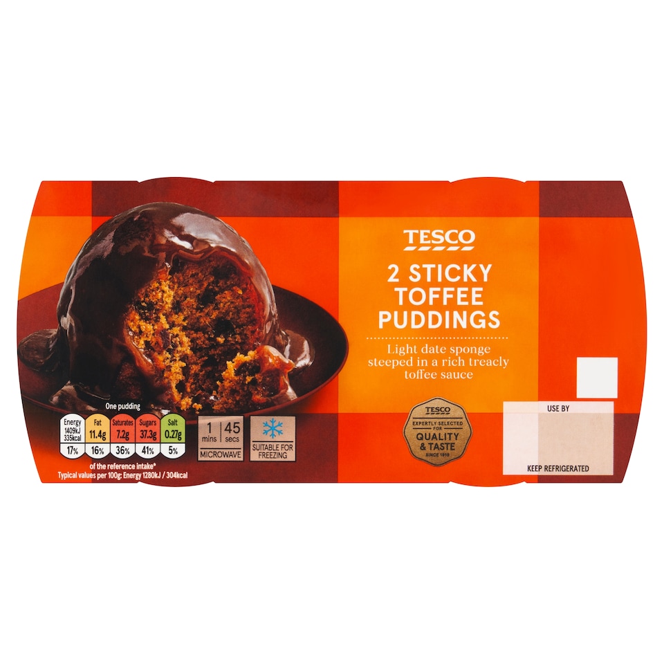 Tesco 2 Sticky Toffee Puddings 220g