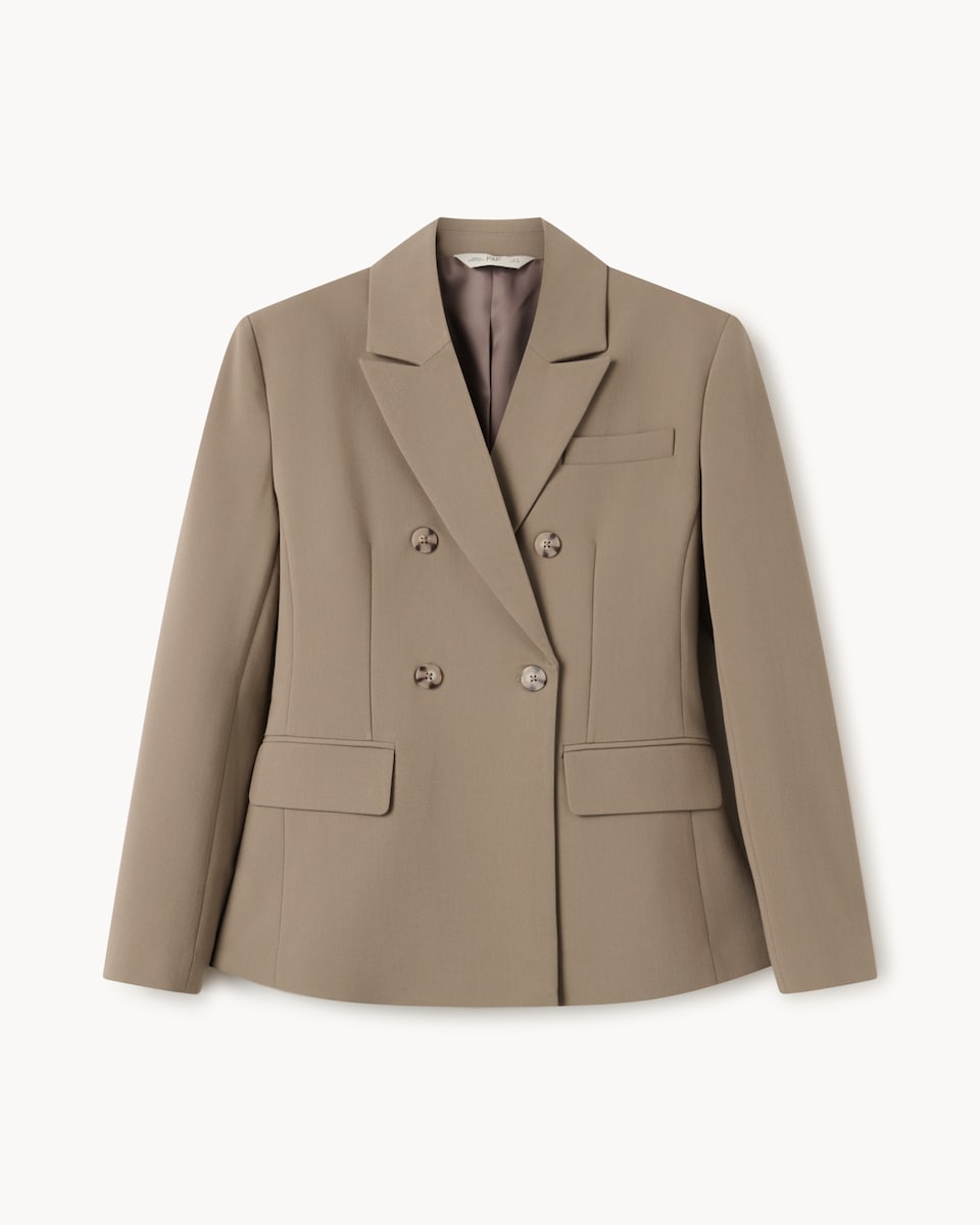 image 1 of F&F Double Breasted Cinched Co-ord Blazer in Tan