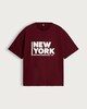 image 5 of F&F Boyfriend Fit New York Slogan T-Shirt in Burgundy