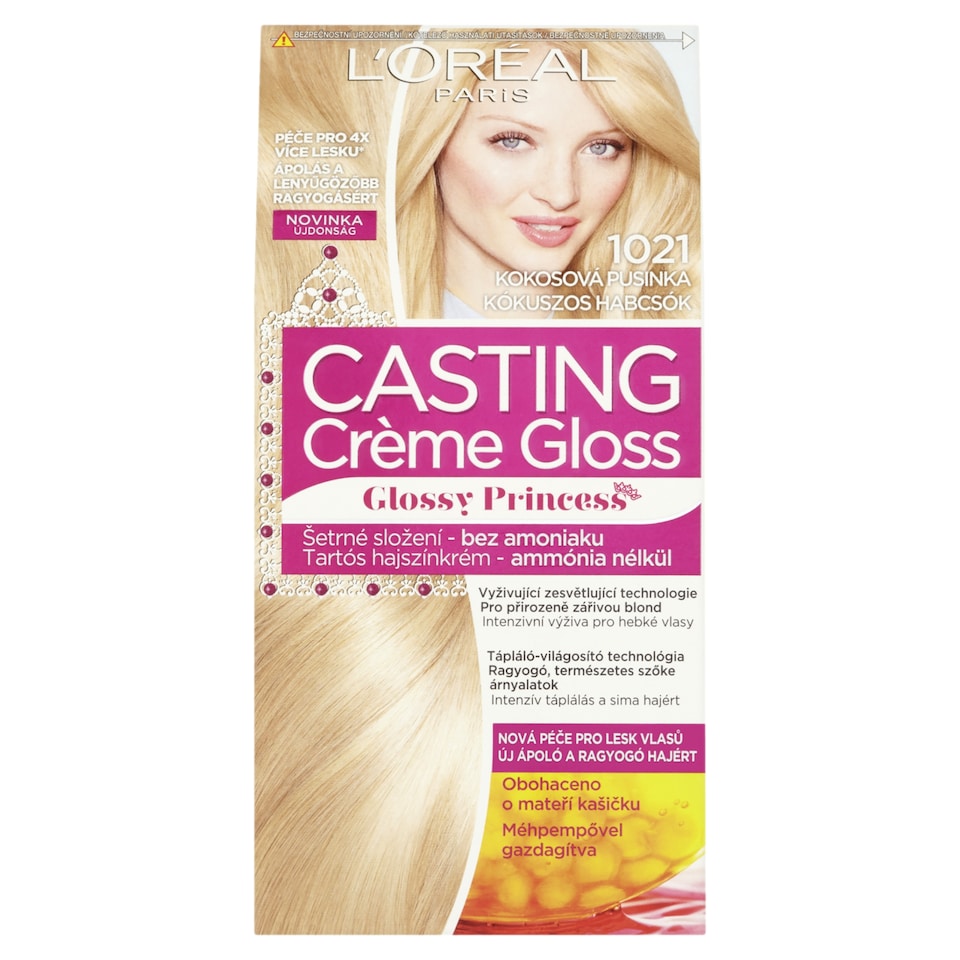 L'Oréal Paris Casting Creme Gloss semipermanentní barva na vlasy 1021 kokosová pusinka, 48 +72 +60