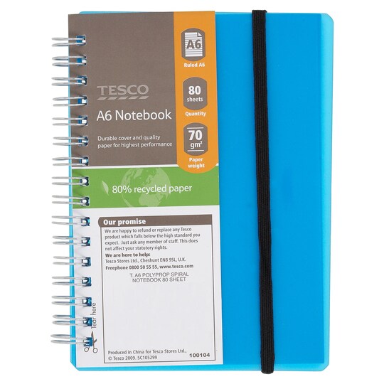 Tesco A6 Polypropylene Spiral Notebook 160 Pages Tesco Groceries