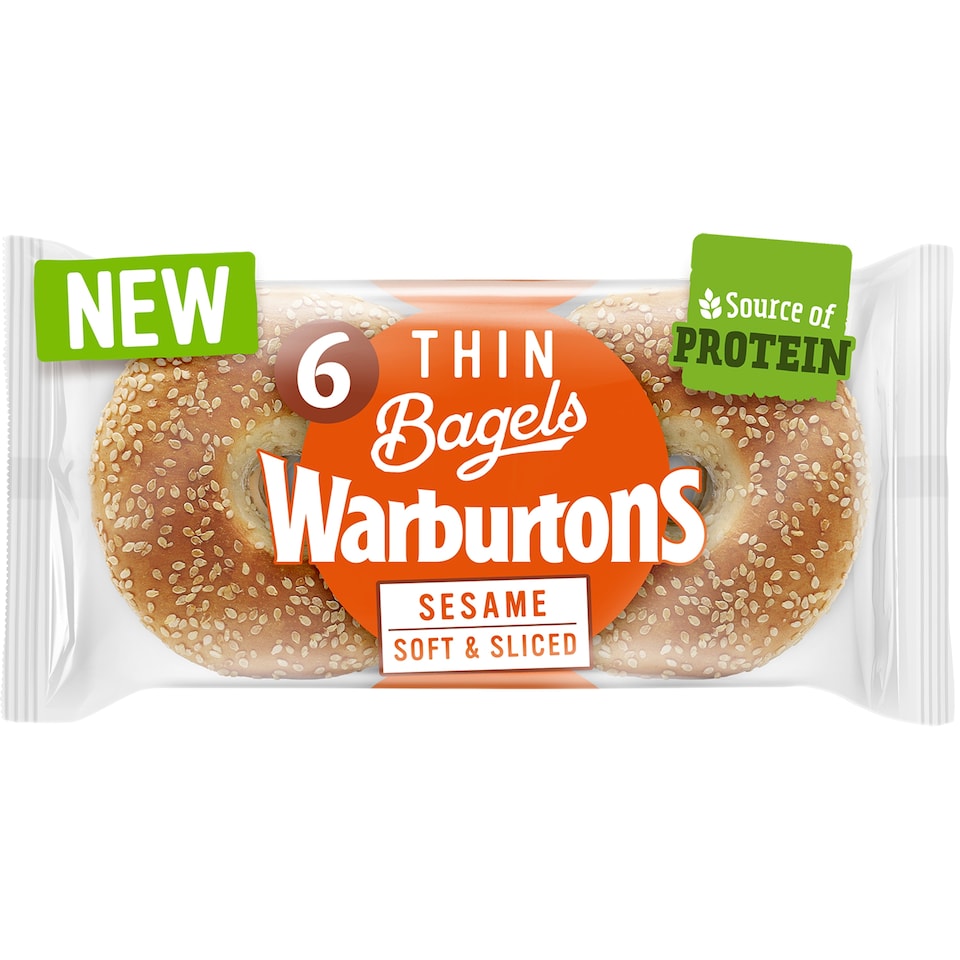 image 1 of Warburtons Thin Bagels - Sesame 6 Pack