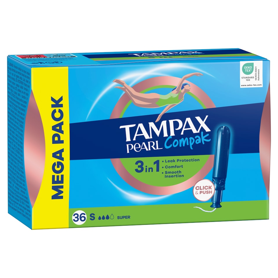image 1 of Tampax Pearl Compak Super Tampons With Applicator x36